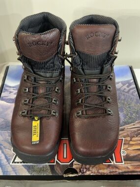 Rocky Brown Men's Steel-Toe Hiking Work Boots